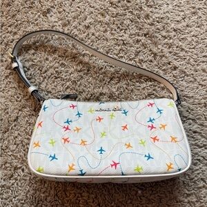 Michael Kors White Multicolor Airplane Shoulder Bag
